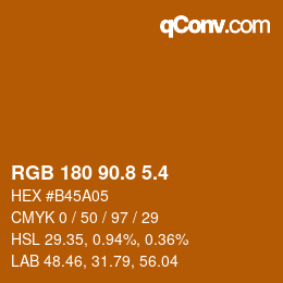 カラーコード: RGB 180 90.8 5.4 | qconv.com