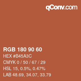 颜色代码: RGB 180 90 60 | qconv.com