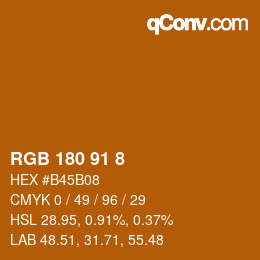 カラーコード: RGB 180 91 8 | qconv.com