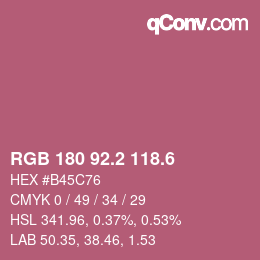 カラーコード: RGB 180 92.2 118.6 | qconv.com