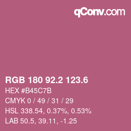 カラーコード: RGB 180 92.2 123.6 | qconv.com