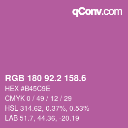 カラーコード: RGB 180 92.2 158.6 | qconv.com
