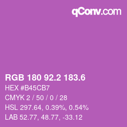 カラーコード: RGB 180 92.2 183.6 | qconv.com
