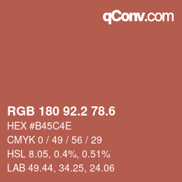 カラーコード: RGB 180 92.2 78.6 | qconv.com