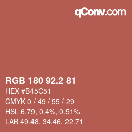 Color code: RGB 180 92.2 81 | qconv.com