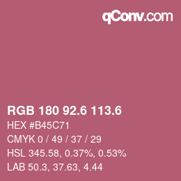 カラーコード: RGB 180 92.6 113.6 | qconv.com