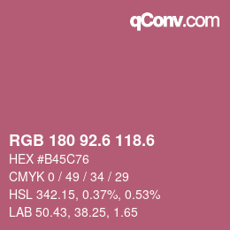 カラーコード: RGB 180 92.6 118.6 | qconv.com