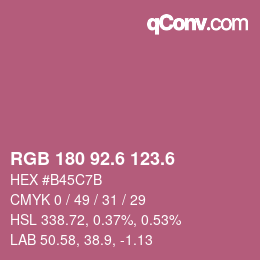 カラーコード: RGB 180 92.6 123.6 | qconv.com