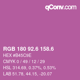 カラーコード: RGB 180 92.6 158.6 | qconv.com