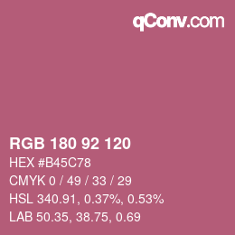 カラーコード: RGB 180 92 120 | qconv.com