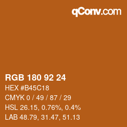 颜色代码: RGB 180 92 24 | qconv.com