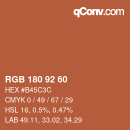 颜色代码: RGB 180 92 60 | qconv.com