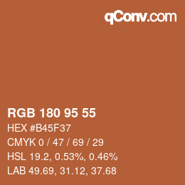 Color code: RGB 180 95 55 | qconv.com