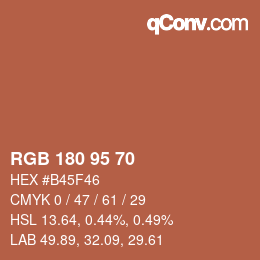 Color code: RGB 180 95 70 | qconv.com