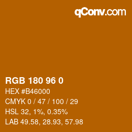 カラーコード: RGB 180 96 0 | qconv.com