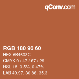Color code: RGB 180 96 60 | qconv.com