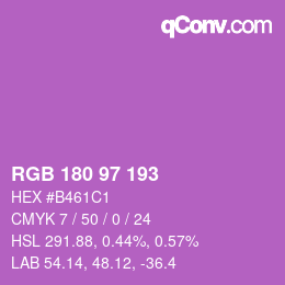 カラーコード: RGB 180 97 193 | qconv.com