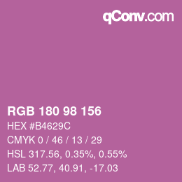 Color code: RGB 180 98 156 | qconv.com