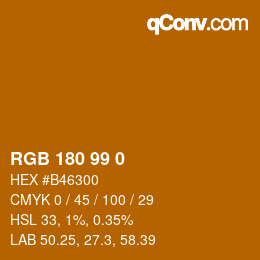 Color code: RGB 180 99 0 | qconv.com