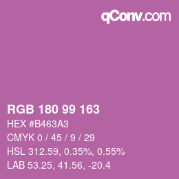 カラーコード: RGB 180 99 163 | qconv.com