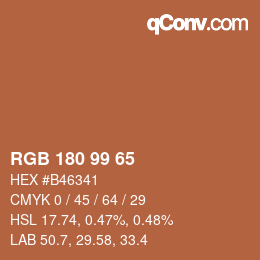 Color code: RGB 180 99 65 | qconv.com