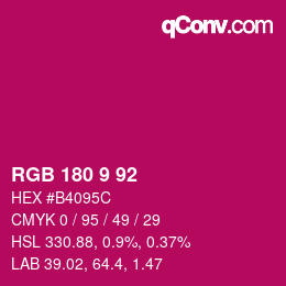 カラーコード: RGB 180 9 92 | qconv.com
