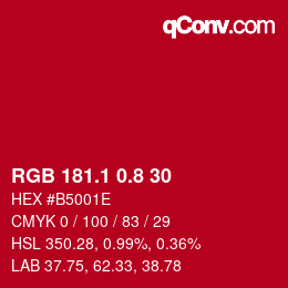 カラーコード: RGB 181.1 0.8 30 | qconv.com