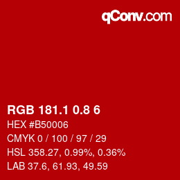 カラーコード: RGB 181.1 0.8 6 | qconv.com