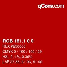 カラーコード: RGB 181.1 0 0 | qconv.com