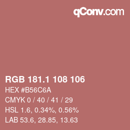 カラーコード: RGB 181.1 108 106 | qconv.com