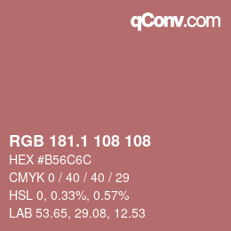 カラーコード: RGB 181.1 108 108 | qconv.com