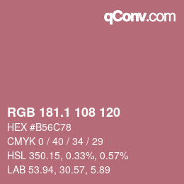 カラーコード: RGB 181.1 108 120 | qconv.com