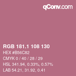 カラーコード: RGB 181.1 108 130 | qconv.com