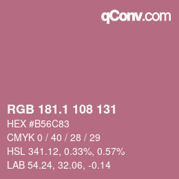 カラーコード: RGB 181.1 108 131 | qconv.com