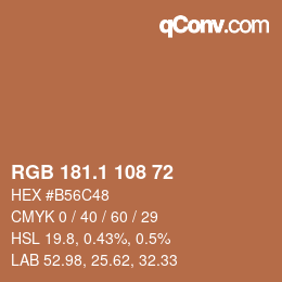カラーコード: RGB 181.1 108 72 | qconv.com