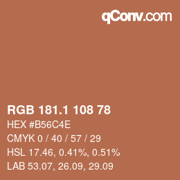 カラーコード: RGB 181.1 108 78 | qconv.com