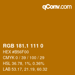 カラーコード: RGB 181.1 111 0 | qconv.com