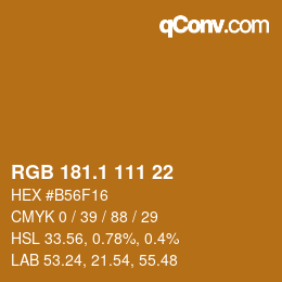 カラーコード: RGB 181.1 111 22 | qconv.com