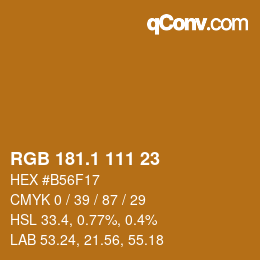 カラーコード: RGB 181.1 111 23 | qconv.com