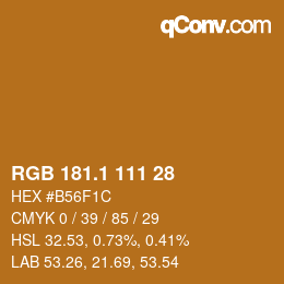 カラーコード: RGB 181.1 111 28 | qconv.com