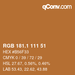 カラーコード: RGB 181.1 111 51 | qconv.com