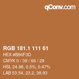 カラーコード: RGB 181.1 111 61 | qconv.com