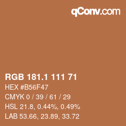 カラーコード: RGB 181.1 111 71 | qconv.com
