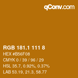 カラーコード: RGB 181.1 111 8 | qconv.com