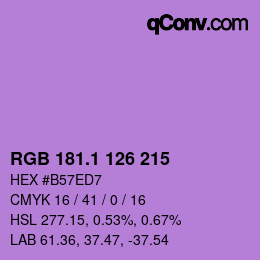 カラーコード: RGB 181.1 126 215 | qconv.com