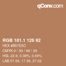 カラーコード: RGB 181.1 126 92 | qconv.com