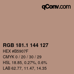 カラーコード: RGB 181.1 144 127 | qconv.com