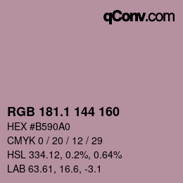 カラーコード: RGB 181.1 144 160 | qconv.com