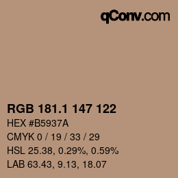 カラーコード: RGB 181.1 147 122 | qconv.com