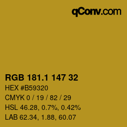 カラーコード: RGB 181.1 147 32 | qconv.com
